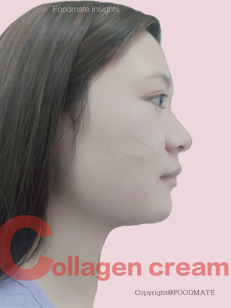 A girl who is using collagen cream